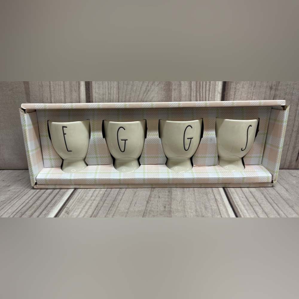 Rae Dunn Artisan Collection By Magneta 4 EGGS Holders Cups Egg E G G S